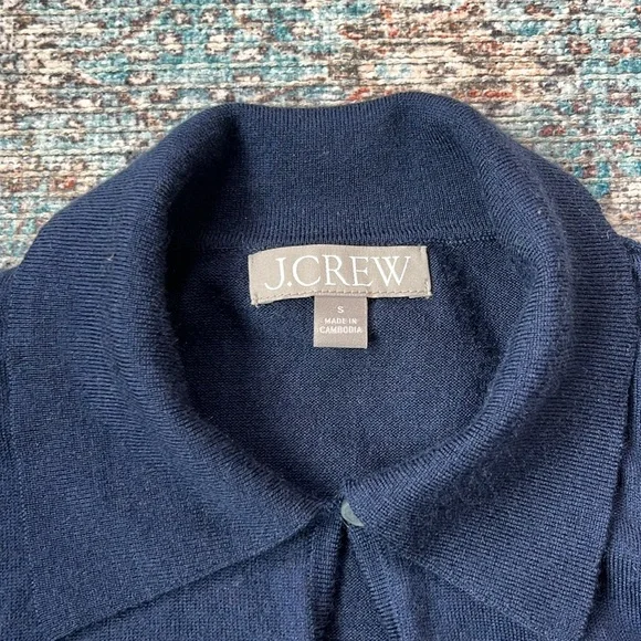 J. Crew sz Small Navy Blue short-sleeve keyhole sweater - Picture 3 of 4